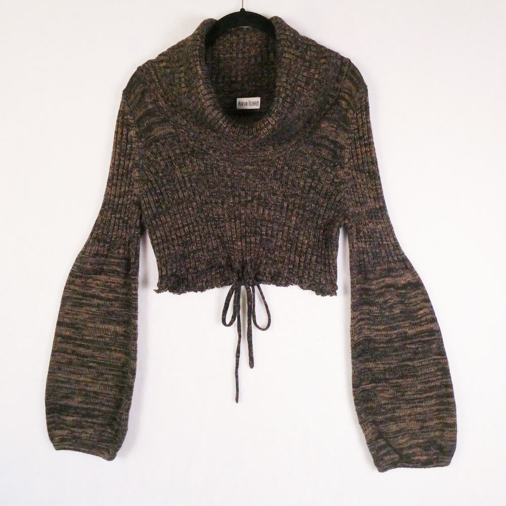 Vintage Marvin Richards Knit Funnel Neck Cropped Sweater Size M Y2K Whimsigoth